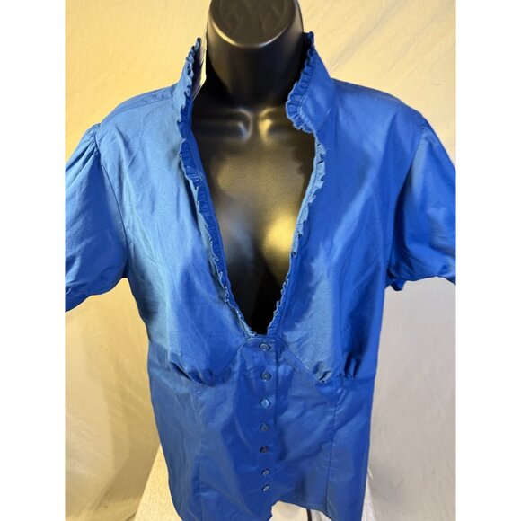 Vintage New NWT Torrid Womens Plus Size 1 1X Blue Vneck Romantic Blouse Shirt - Picture 2 of 3